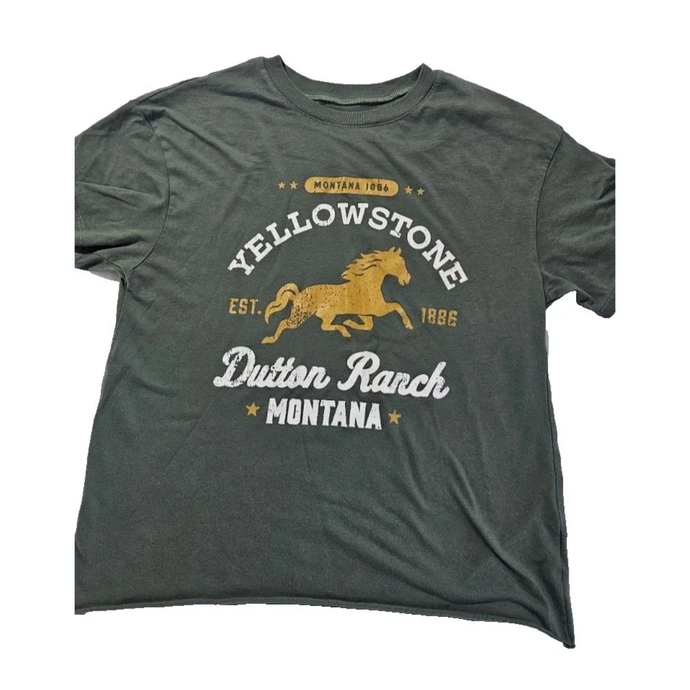 Yellowstone T Shirt Top Women's Medium Green Dutton Ranch Montana - Picture 1 of 3